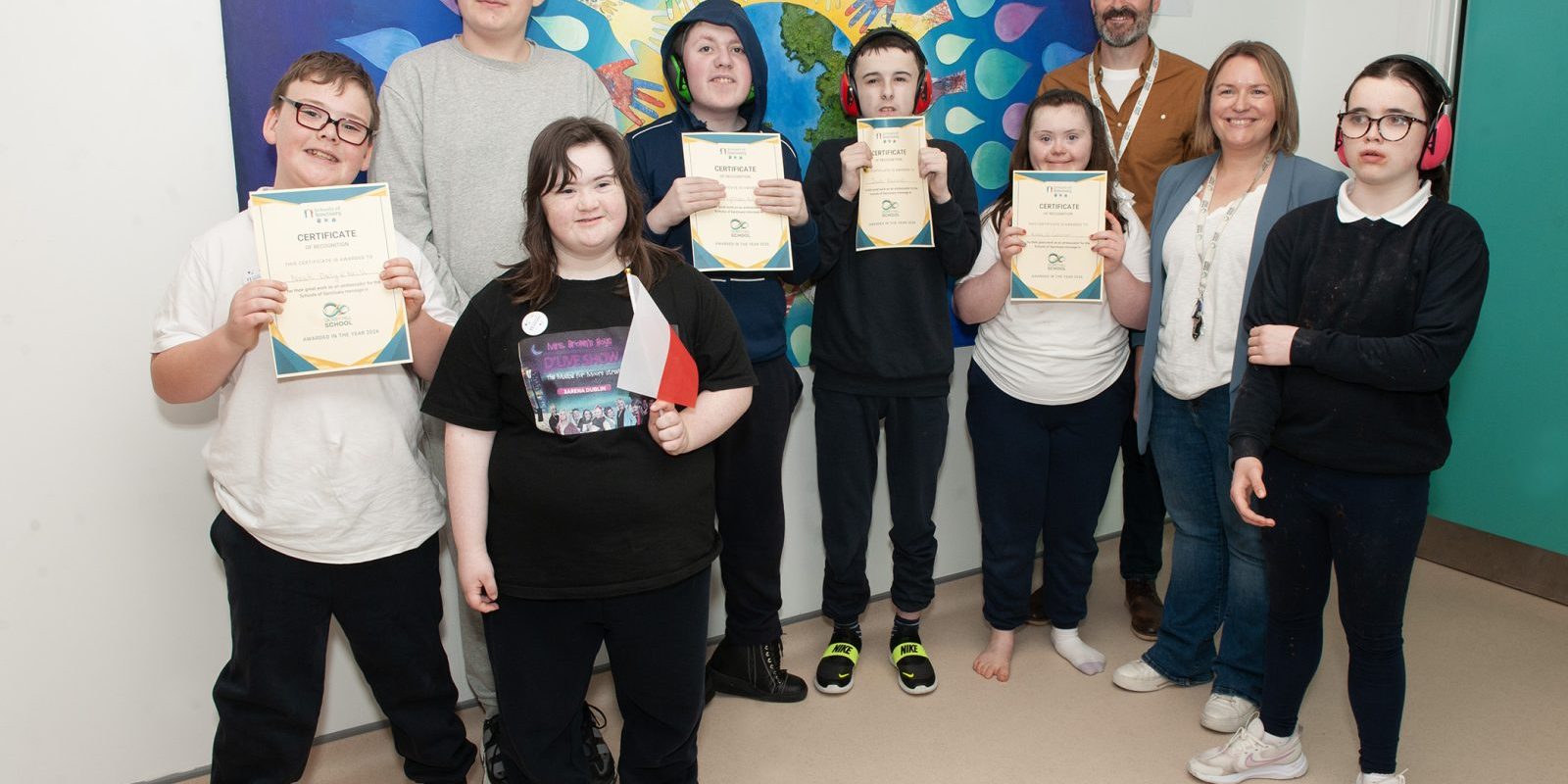Santuary Ambassadors at the School of Sanctuary event in Gorey Hill School on Tuesday. Pic: Jim Campbell